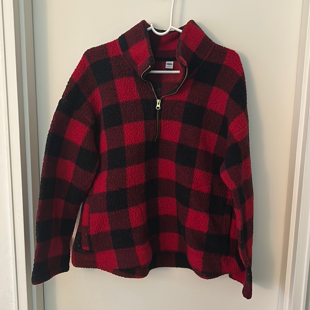 Old Navy Red and Black Plaid Pullover